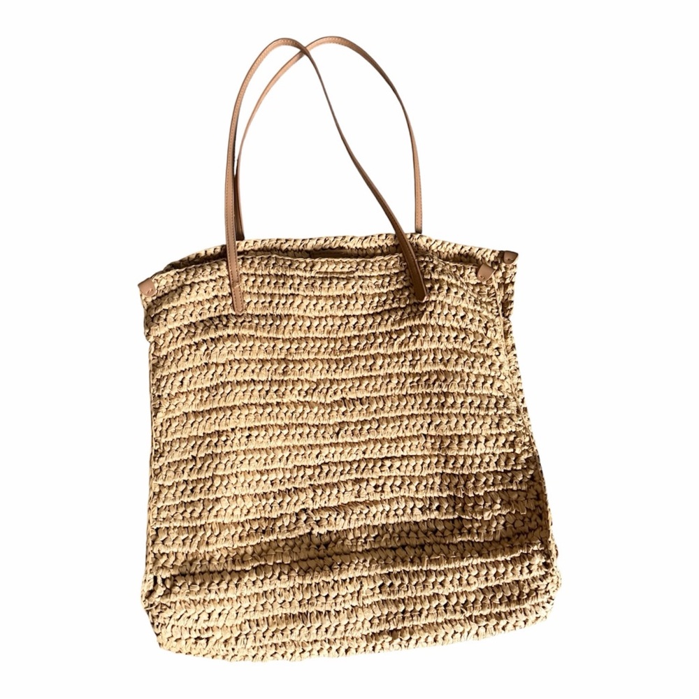 Banana Republic Tan Woven Tote Large Beach Bag